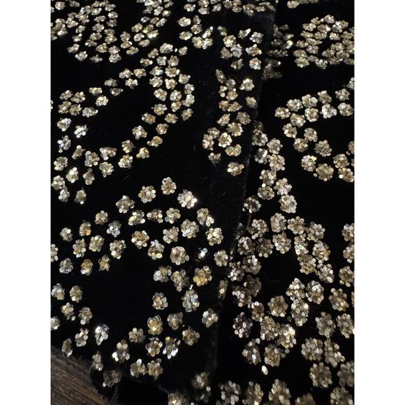 Vintage Glam Sequin Jacket Womens 8 Black Gold Glitter Staburst 80s Pat Richards - Picture 5 of 16